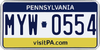 PA license plate MYW0554