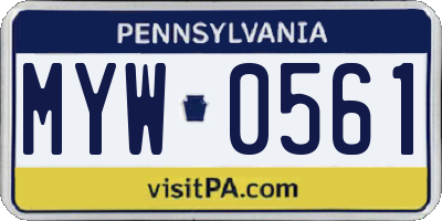 PA license plate MYW0561