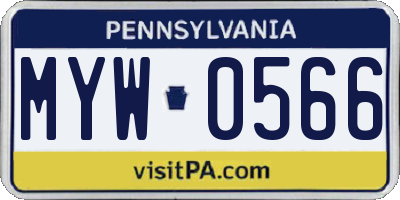 PA license plate MYW0566