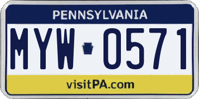PA license plate MYW0571