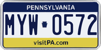 PA license plate MYW0572