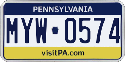 PA license plate MYW0574