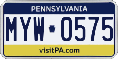 PA license plate MYW0575