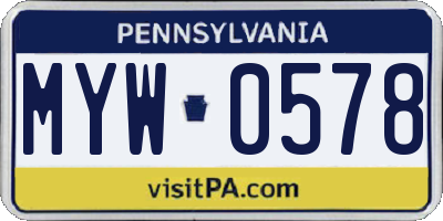 PA license plate MYW0578