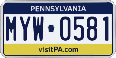 PA license plate MYW0581