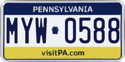 PA license plate MYW0588