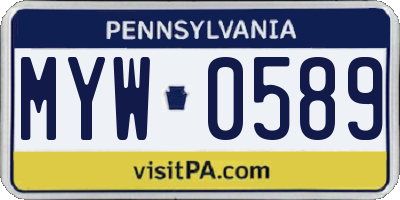 PA license plate MYW0589