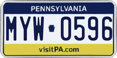 PA license plate MYW0596