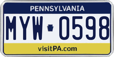 PA license plate MYW0598