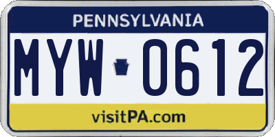 PA license plate MYW0612
