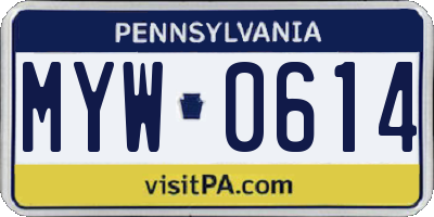 PA license plate MYW0614
