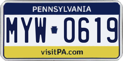 PA license plate MYW0619