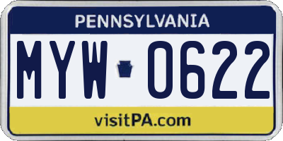 PA license plate MYW0622
