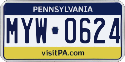 PA license plate MYW0624