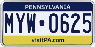 PA license plate MYW0625