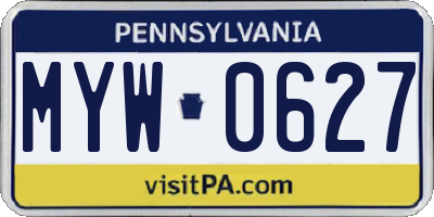 PA license plate MYW0627