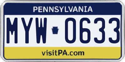 PA license plate MYW0633