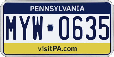 PA license plate MYW0635