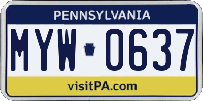 PA license plate MYW0637