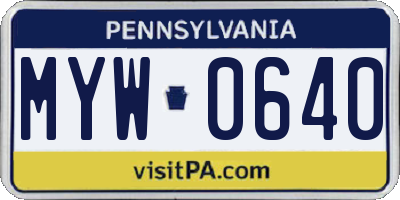 PA license plate MYW0640