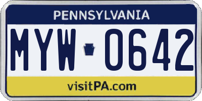 PA license plate MYW0642