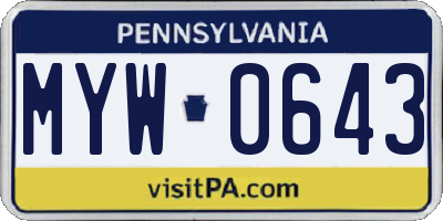 PA license plate MYW0643