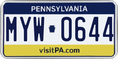 PA license plate MYW0644