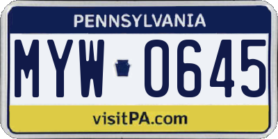PA license plate MYW0645