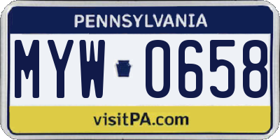 PA license plate MYW0658