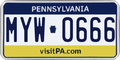 PA license plate MYW0666