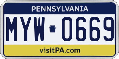 PA license plate MYW0669