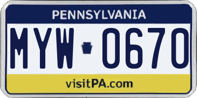PA license plate MYW0670