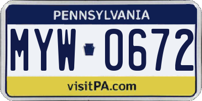 PA license plate MYW0672