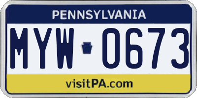 PA license plate MYW0673