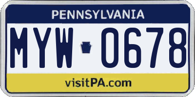 PA license plate MYW0678