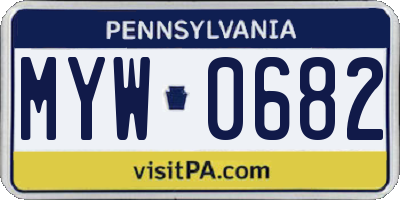 PA license plate MYW0682