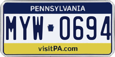 PA license plate MYW0694