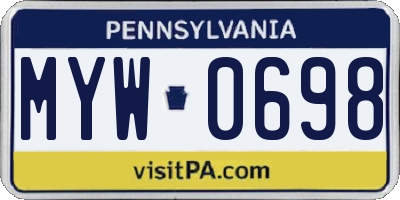 PA license plate MYW0698