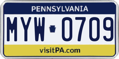 PA license plate MYW0709