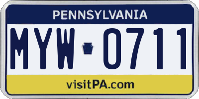 PA license plate MYW0711