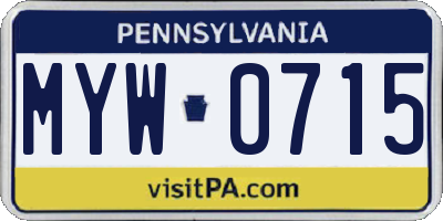 PA license plate MYW0715