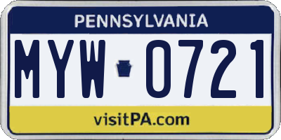 PA license plate MYW0721