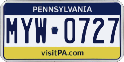 PA license plate MYW0727