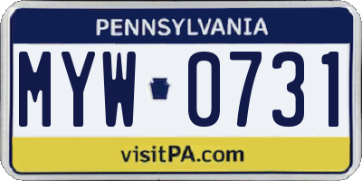 PA license plate MYW0731