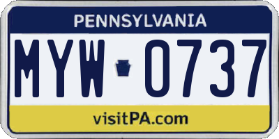 PA license plate MYW0737