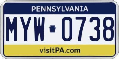 PA license plate MYW0738
