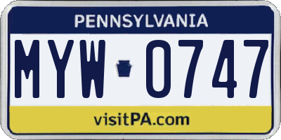 PA license plate MYW0747