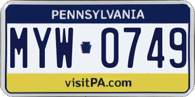 PA license plate MYW0749