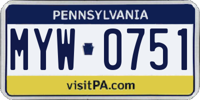 PA license plate MYW0751
