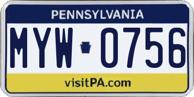PA license plate MYW0756